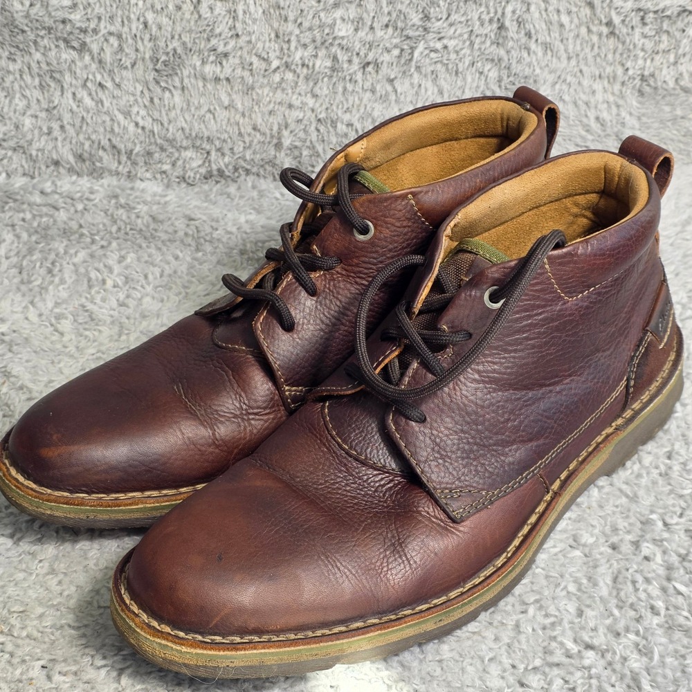 Clarks Edgewick Chukka Boots Brown OIled Leather Suede Lace Up Mens 13